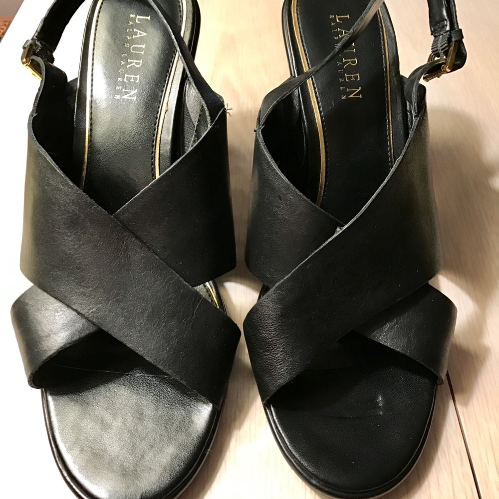 Lauren by Ralph Lauren black sling back heels